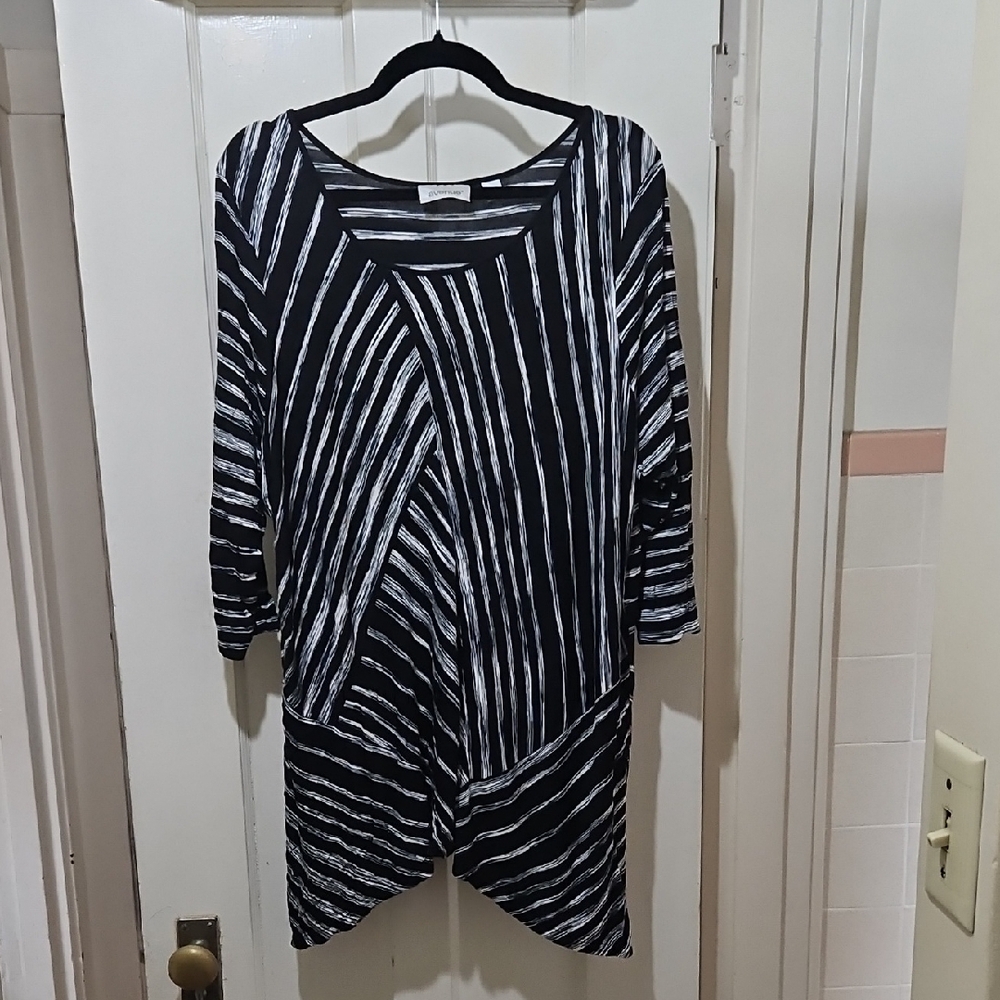 Black and White Striped Women's Top